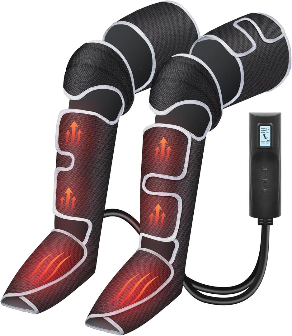 COMFIER Leg Massager for Circulation and Pain Relief, Leg Compression Massager with Heat and Compression,3 Heat 3 Modes 3 Intensities Full Foot Massage,Gifts for Mom Dad