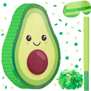 Sratte Avocado Piata Decorations - 16 x 11 x 3 Inch Fruit Avocado Piata with Stick for Gender Reveal, Baby Shower, Birthday Party, Fruit Theme Party Game Activity
