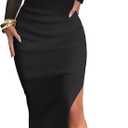 Caracilia Womens Mesh Dress Long Sleeve Mock Neck Bodycon Sheer Going Out Cocktail Night Club Midi Dresses 3 Piece Outfits (Large, Black)