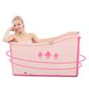 W WEYLAN TEC Freestanding Large Foldable Bath Tub Bathtub for Petite Adult Children Baby Toddler Pink
