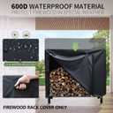 4 FT Firewood Rack Cover, Outdoor Log Rack Cover, 600D Oxford Waterproof Heavy Duty outdoor firewood Storage rack cover with Buckle, Cover Only (Black)