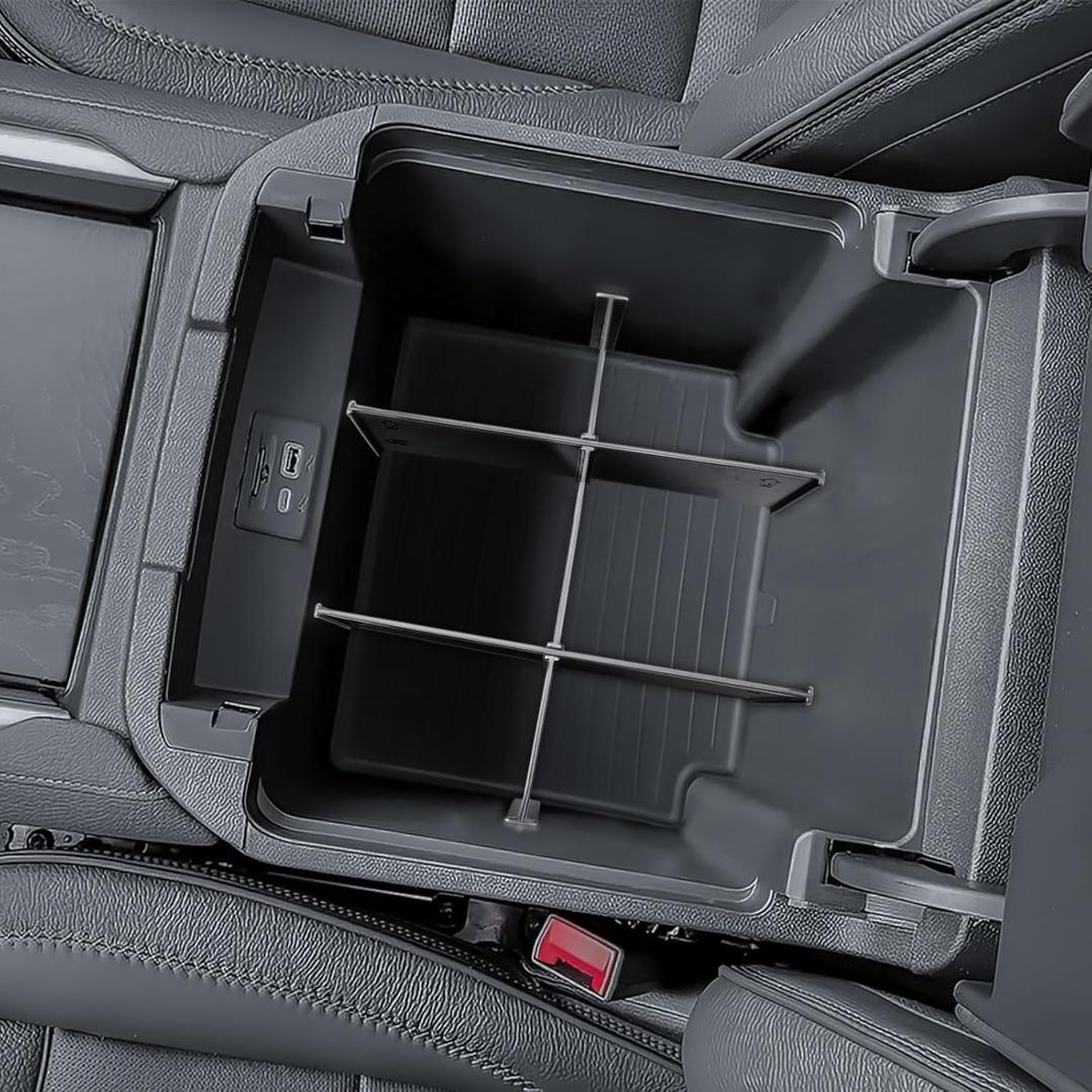 EDBETOS Center Console Organizer for 2021-2026 Chevy Tahoe/Suburban and 2021-2024 GMC Yukon, Fit Standard Console with Charging Socket Only, NOT for Power Sliding Console. Won't Block Original Tray