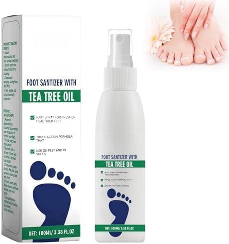 Foot Sanitizer Spray with Tea Tree Oil, Tea Tree Oil Feet Sprays, Natural Clear Foot Sanitizer Spray, Quick-Drying & Travel-Friendly