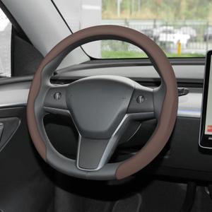 Frani Nappa Leather Steering Wheel Cover,Universal Fit 15 Inch-Premium Non-Slip Breathable Comfort Grip for Cars Trucks SUVs,Anti-Slip Durable Interior Upgrade Cocoa Brown