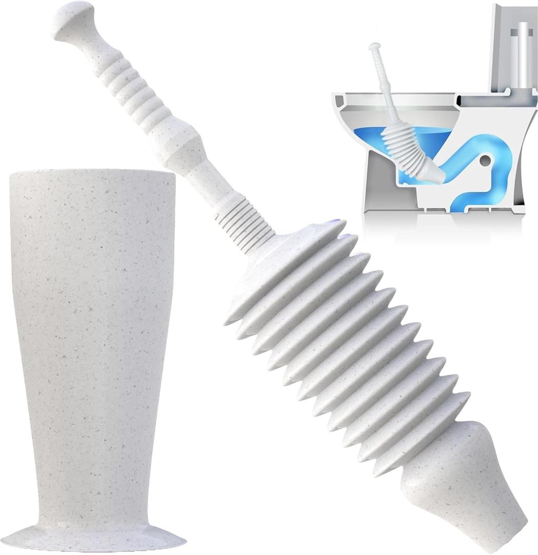 Luigi's Toilet Plunger - Unclogger Plungers for Bathroom - Heavy Duty Clog Remover with Effective Unblocker Bellows Design - Remover Tool to Unblock Toilet Blockage - Grey