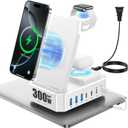 300W Charging Station for Multiple Devices Apple, Zutspzss 10 in 1 Wireless Charger for iPhone 17, GaN III USB C 65W PD Fast Charging Stand Dock for MacBook, Apple Watch&Airpods, White