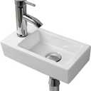 Wall Hung Basin Sink Small Cloakroom Basin Rectangle Ceramic Wash Basin Right Hand (Left Hand)