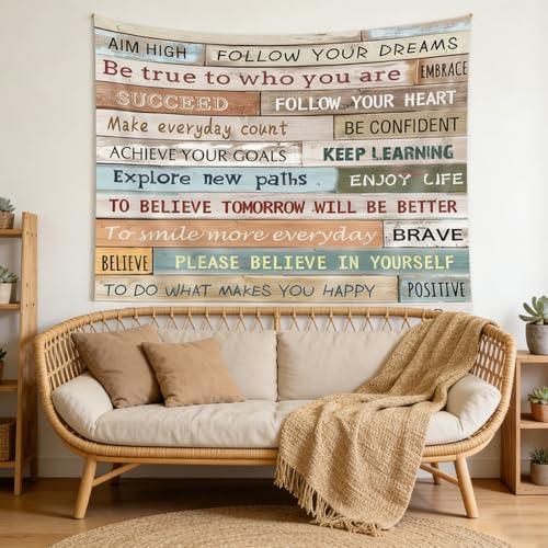 Inspirational Quotes Wall Hanging, Motivational Tapestry with Positive Words & Sayings for Office, College Dorm & Farmhouse (60x50)