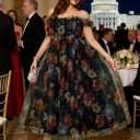 Women's Plus Size Formal Party Cocktail Dress, Wedding Guest Evening Gown with Slit - Off Shoulder Floral Tulle Maxi Dress