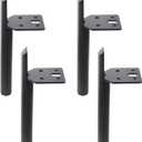 Osring Modern Furniture Legs 7 Inch Metal Furniture Table Leg Black, Steel Side-Mounted Sofa Cabinet Feet Set of 4, Also for Home Coffee Table Feet DIY Replacement