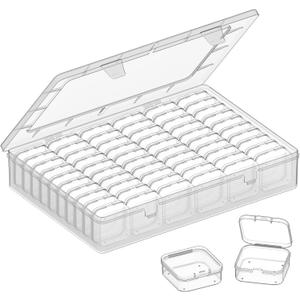 Bead Organizer Box,61pcs Clear Plastic Storage Containers Set, Clear Large Capacity Small Bead Organizers and Storage Plastic Cases with Labels, for Jewelry, Crafts, Diamonds Storage