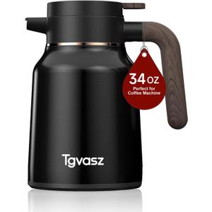 34 Oz Carafes for Hot Liquid, Stainless Steel Insulated Vacuum Thermal Coffee Carafes For Keeping Hot, 1 Liter Coffee DispenserBlack)