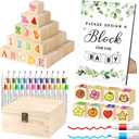 Baby Shower Games Blocks Set, 134 Pcs Wooden Blocks Kit for Baby Shower Party Gender Reveal Party Decorations(Green)