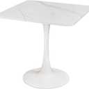 Square Modern Dinning Table 30 inches for 2-4 Bistro Tulip Table with Faux Marble top,Easy Install Construct,no Wobble,Stable Sturdy Metal Frame Diameter 30in*H28.74in(White, 30in)
