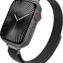 MARGE PLUS Slim Milanese Loop Compatible with Apple Watch Band for Women, Stainless Steel Magnetic Mesh Strap work on iWatch Bands Series 10 9 8 7 6 5 4 3 2 1 Ultra SE (Black), Size: 38mm/40mm/41mm/42mm(Series 10)