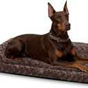 Washable Dog Bed Mat Soft Dog Crate Pad Fluffy Pet Kennel Beds Sleeping Mattress with Non-Slip Bottom for Large Jumbo Medium Small Dogs, 47 x 29 Inch, Brown