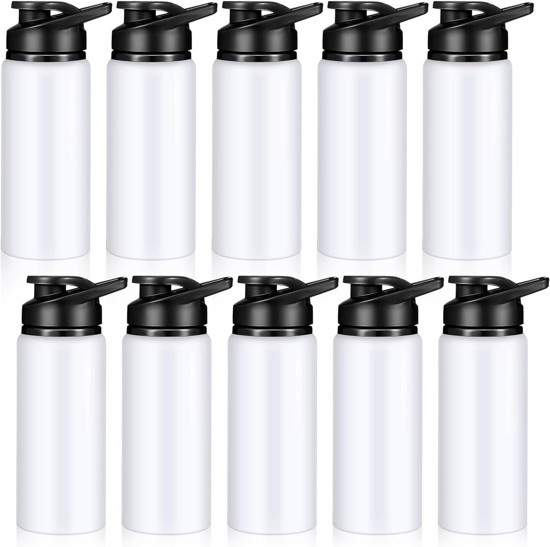CHENGU Water Bottle Bulk 20 oz Aluminum Reusable Bottles Lightweight Snap Lid Water Cups Easy Carry Leak Proof Travel Tumbler for Gym Sports Camping Hiking Fishing (White)