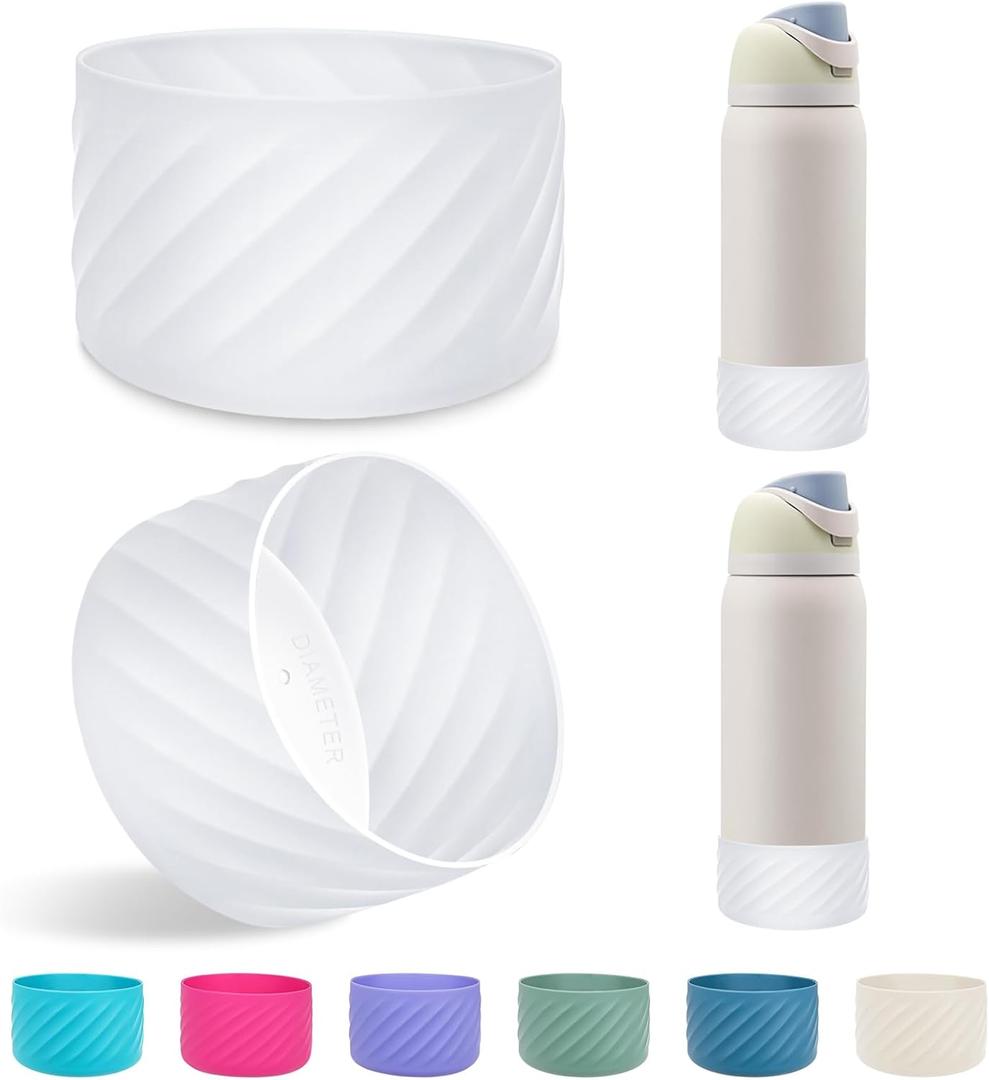 2Pcs Silicone Boot Base Sleeve for Owala Water Bottle FreeSip Twist and Flip Protective Silicone Bottom Bumper for Owala Flask Water Bottle Accessories BPA Free (Fits Owala 40 Ounce, Clearx2)