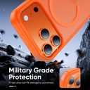 3 x Magnetic for iPhone 17 Pro Max Case Fits MagSafe Camera Len Protector*1 16FT Drop Resistant Matte Skin Feeling Back Cover Shockproof Slim Fit for iPhone 17 Pro Max Phone Case 6.9 inch,Orange