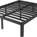 Queen Size Bed Frame Black, 16 Inch Metal Queen Bed Frame No Box Spring Needed, DIY Headboard Holes, Heavy Duty Steel Support 3500 LBS, Noiseless, Round Corner Leg, Storage Space, Easy Assembly