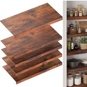 Wire Shelf Covers for Pantry, Premium Engineered Wood Shelf Covers for Wire Shelving, Wire Rack Covers for Closet, Laundry Room, Easy Assembly, Rustic Brown (5pcs, 34" W x 12" D), Patent Pending