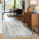 3x5 Washable Entryway Rug, Non Slip Boho Runner Rugs for Hallway, Entrance, Kitchen, Bathroom, Laundry Room, Soft Entryway Carpet, Throw Low Pile Retro Imitation Wool Carpet, Light Blue Grey