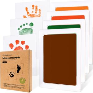 4-Pack Inkless Baby Hand and Footprint Kit - Mess Free Ink Pad for Newborn Keepsake, Dog Nose & Paw Print Kit, Clean Touch Ink Pad for Baby Hand & Footprints, Ideal New Mom Gifts (Autumn, L)