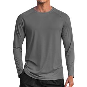 COOFANDY Men's Sun Protection Shirts Long Sleeve Rash Guard Swim T-Shirts Lightweight Quick Dry Fishing Shirts (Gray, L)