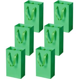Pikalon 6 pcs Neon Green Gift Bags with Handles, Small 8"x4.25"x10.5" Bright Color Gift Wrap Paper Bag Party Favor Bag Boutique Retail Bags for Wedding Birthday Baby Shower Wedding Welcome Party Supplies (Green, 4.72x2.95x8.26 Inches)