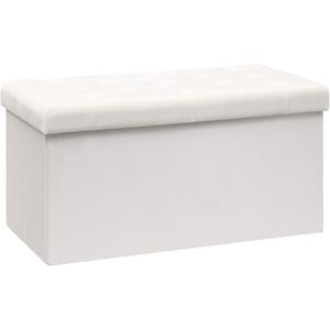 B FSOBEIIALEO Folding Storage Ottoman, Long Ottomans Shoes Bench, Velvet Storage Chest Footrest Seat 31.5"x15.7"x15.7" (White, Large)