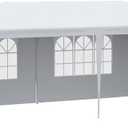 Outsunny 10' x 20' Large Party Tent, Outdoor Event Shelter, Gazebo Canopy with 4 Removable Window Sidewalls for Weddings, White (White)