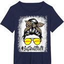 Bleached Softball Mom Life With Leopard and Messy Bun Player T-Shirt 5XL