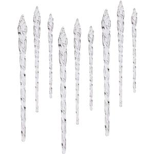 Sea Team Clear Glass Icicles Drops Ornaments for Christmas Tree Decorations, 3.9-5.9 inches, Set of 36