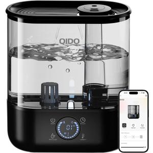 COMHOMA Smart Humidifiers for Bedroom, 5L Top Fill Supersized Humidifier Essential Oil Diffuser for Baby & Plants, 3 adjustable Mist with 28dB Quiet, Touch/APP/7-color Nightlight, 36H Runtime, Black