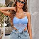 Avidlove Lace Tops for Women Sexy Crop Top Halter V Neck Cami Tank Y2K Camisoles 2025 Trendy (Blue, L)