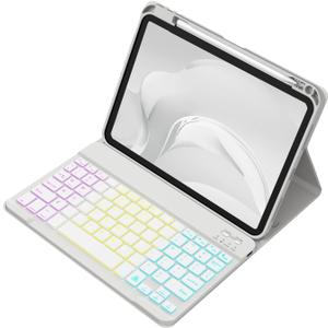 Akkerds for iPad A16 Case with Keyboard - 7 Colors Backlit Keyboard for iPad 10th Generation/iPad Air 11 Inch - Wireless Folio Cover for iPad Air 10.9 Inch/iPad Pro 11 Inch 2022/2021/2020 (Gray)