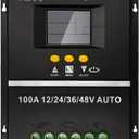 100A MPPT Solar Charge Controller, 12/24/36/48V, LCD Display, Dual USB, Black