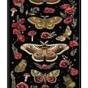 Tegeme Vintage Tapestry 52 x 13 Inch, Long Vertical Wall Hanging Reference Illustrative Botanical Insect Tassel Tapestry for Bedroom Living Room Home Decoration (Poppy Moth)