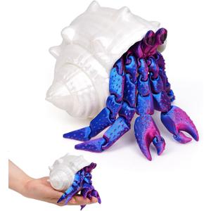 3D Printed Hermit Crab Fidget,3D Printed Dynamic Animals Toy,Full Articulated Flexible Crystal Hermit Crab Fidget Toys,Adults Fidget Toys for Autism ADHD,Home Office Decor (Blue Purple)
