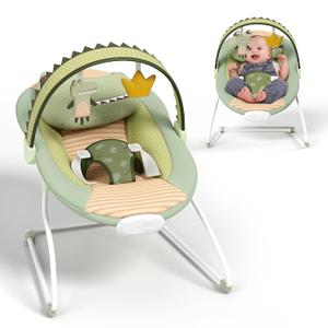 Baby Bouncer, Soothing Vibrations Infant Seat, Portable Baby Bouncer Seat with Music, for 0-6 Months 6-20 lbs (Green)