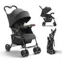 Lightweight Umbrella Stroller, Travel Stroller with Near-Flat Recline & Snack Tray, Compact Folding with One Hand, UPF50+ Sun Canopy, Theme Park Approved