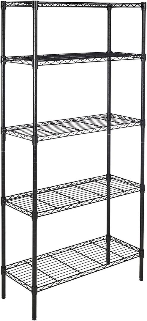 Amazon Basics 5-Shelf Adjustable Heavy Duty Steel Wire Rack Storage Shelving Organizer for Kitchen, Garage, 36" L x 14" W x 72" H, Black
