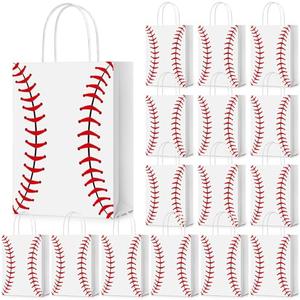 Geyoga 50 Pcs Baseball Goodie Gift Bags Bulk 8.3 x 6 x 3'' with Handles Baseball Sports Themed Paper Bags for Birthday Party Favors Supplies Decorations