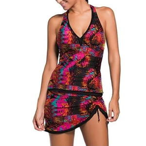 Swimsuit Halter Tankini Top and Bottom Set Bathing Suits, Size XL