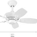 Kichler Canfield 30" Ceiling Fan in White, 5-Blade Indoor/Outdoor Fan with Pull Chain Controls, (30" W x 15" H), 300103WH