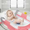 TPN Collapsible Baby Bathtub, Baby Bath Tub with Soft Cushion & Real-Time Thermometer, Baby Bathtub Infant to Toddler Tub (0-36 Months), Portable Newborn Travel Bath tub