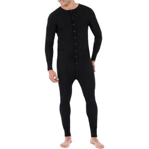 Fruit of The Loom Men's Premium Thermal Union Suit, Black, Medium