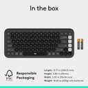 Logitech POP ICON Keys Wireless Bluetooth Keyboard, Comfortable Typing, Programmable Keys, Easy-Switch Between up to 3 Devices, for Laptop, Tablet, PC Graphite and White