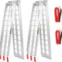 ATV Ramps for Pickup Trucks, 7.5 ft Folding Aluminum Truck Ramps 2 Pack, Crossbar Rungs Traction, Rubber-Tipped Fingers, Load Straps Included, 1,500 lb per Pair (750 Each), 89 x 12 in