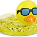 POZA Inflatable Duck Pool Float Tube- Heavy Duty Vinyl UV Resistant Confetti Pool Duck Floatie, Animal Pool Float Swim Ring Pool Inflatables for Kids and Adults for Beach, Party, Vacation